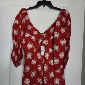 Beach Sunny Linen Cutout Twist Mini Pocket Dress